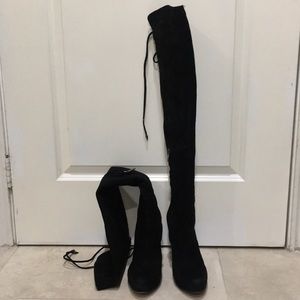 Sam Edelman thigh high, black, suede boots.